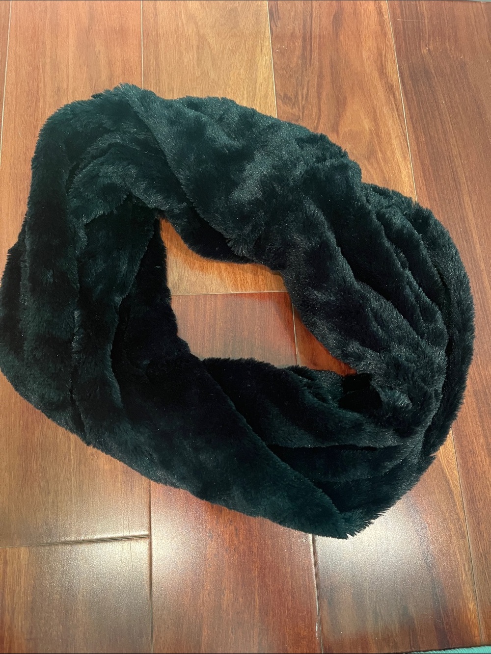 Asymmetrical Faux Fur Infinity Scarf - Black